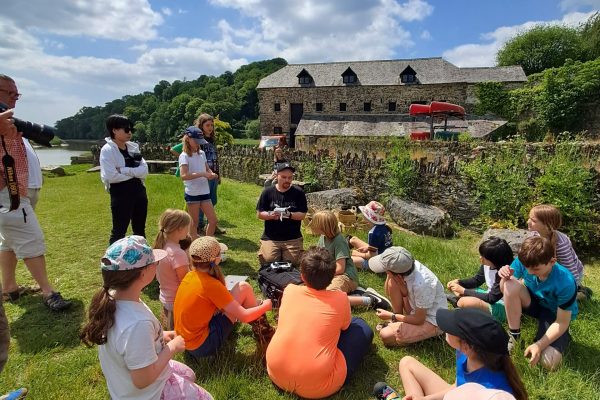 Learning about drones Calstock Primary schoolchildren, Harry, Yue Hu, Andy Hughes_25.05.23_Calstock Quay_Calstock Primary River Workshop_3